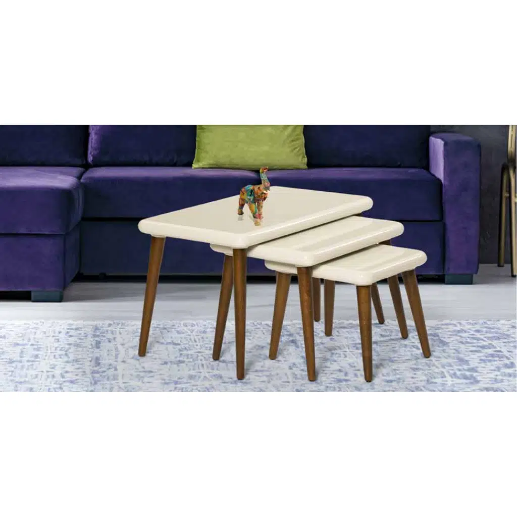 Zigon OSM 18533 Class Model Sehpa Ceviz Krem UYUM Ahşap Kayın torna ayak ELyapım