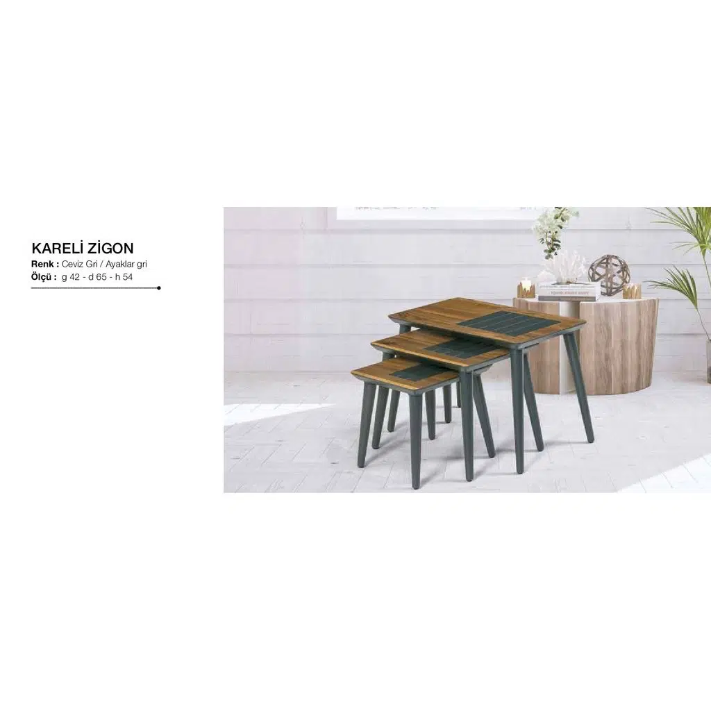 Zigon OSM 11813 KARELİ MODEL Parlak Ceviz Gri Natüre Kayın RETRO ayak El Yapım