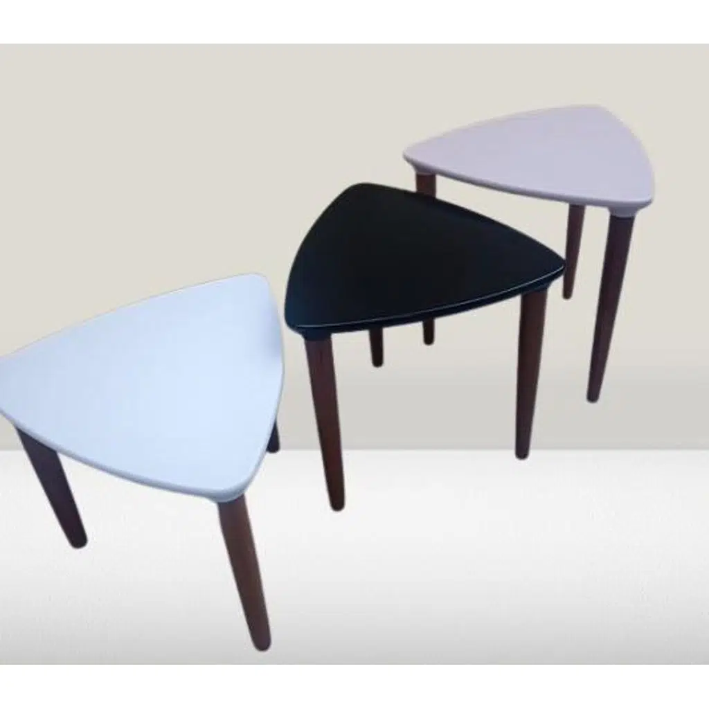 Zigon Sehpa MODEL 90517 Konik Ayak Üçgen Tabla Üç Renk Kutuda Sevk El Yapım